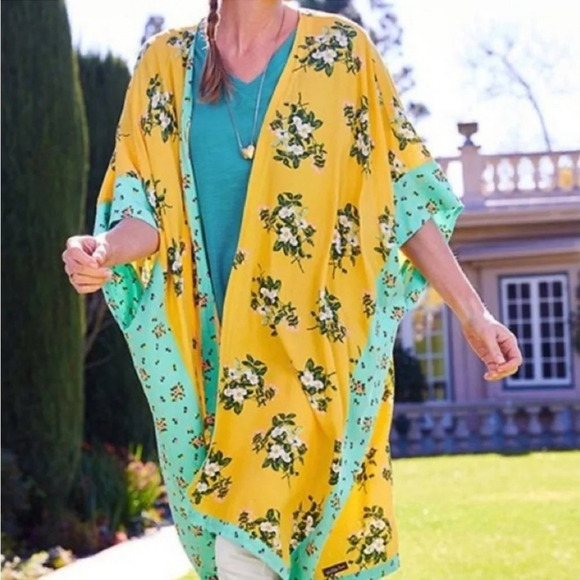Matilda Jane size Medium Large What A Catch Open Cardigan Kimono Top Yellow - Picture 1 of 7